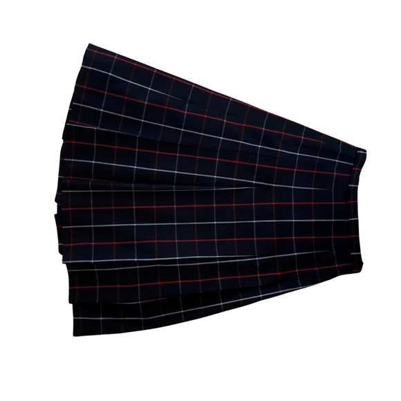 Vintage Burberry nova check plaid pleated navy skirt 100% wool Made in England - Picture 3 of 7